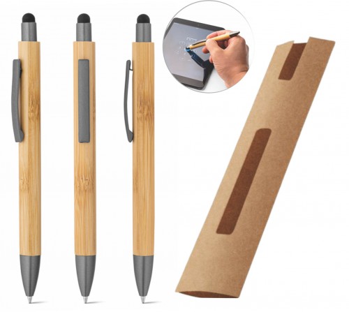 Caneta em bambu c/ estojo.