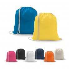 Sacola tipo mochila em algodão de cor